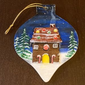 Gingerbread House/Tie dye Wood Christmas Ornament